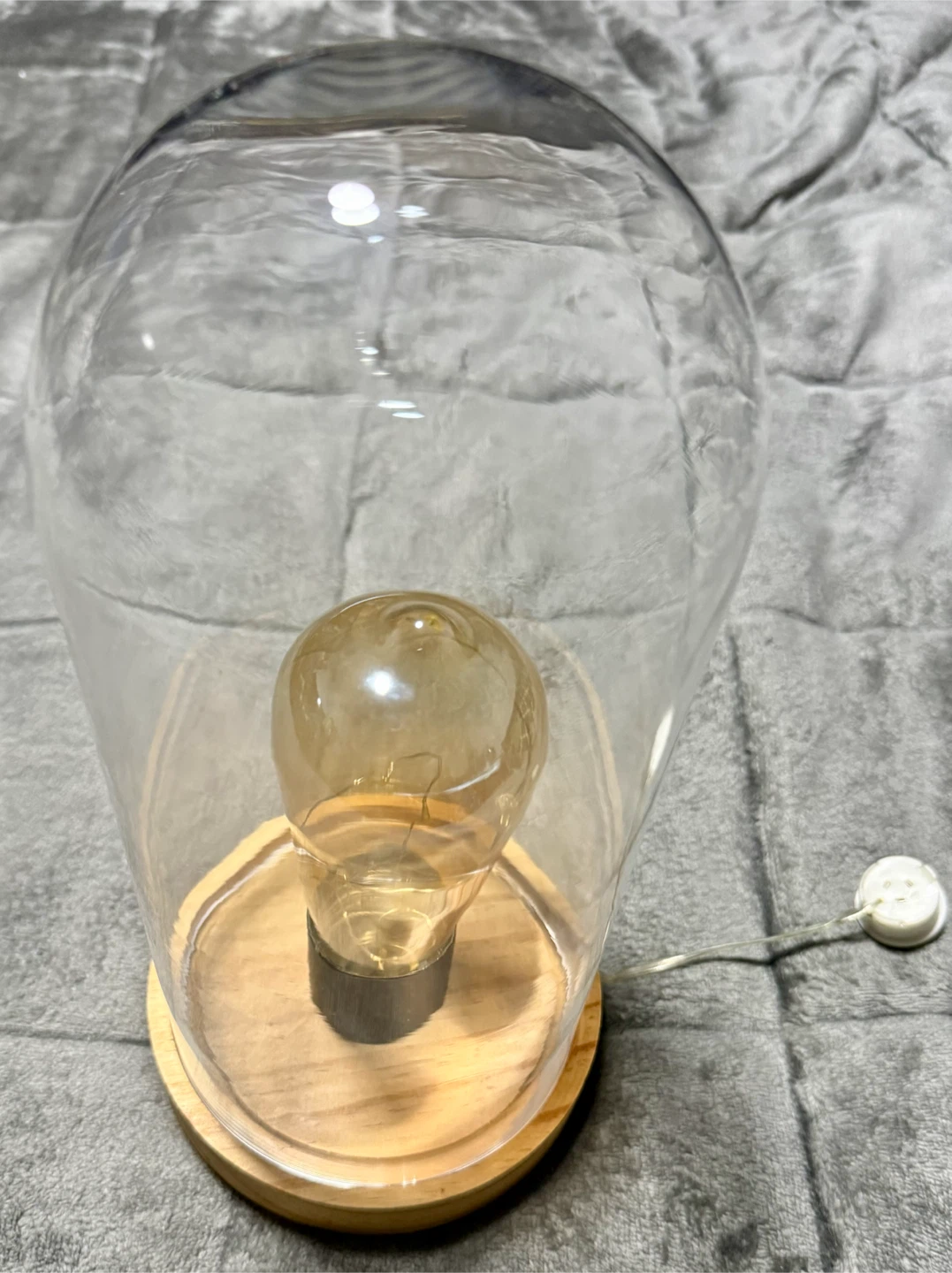 Decorative Glass Dome Table Lamp with Wooden Base