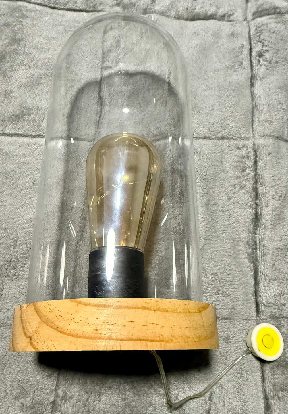 Decorative Glass Dome Table Lamp with Wooden Base - photo 2