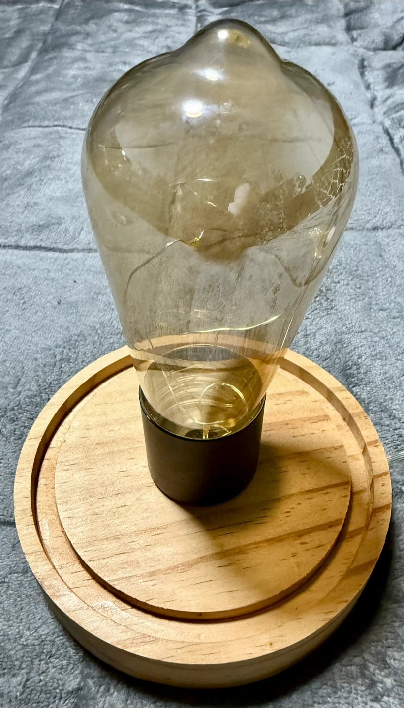Decorative Glass Dome Table Lamp with Wooden Base - photo 4