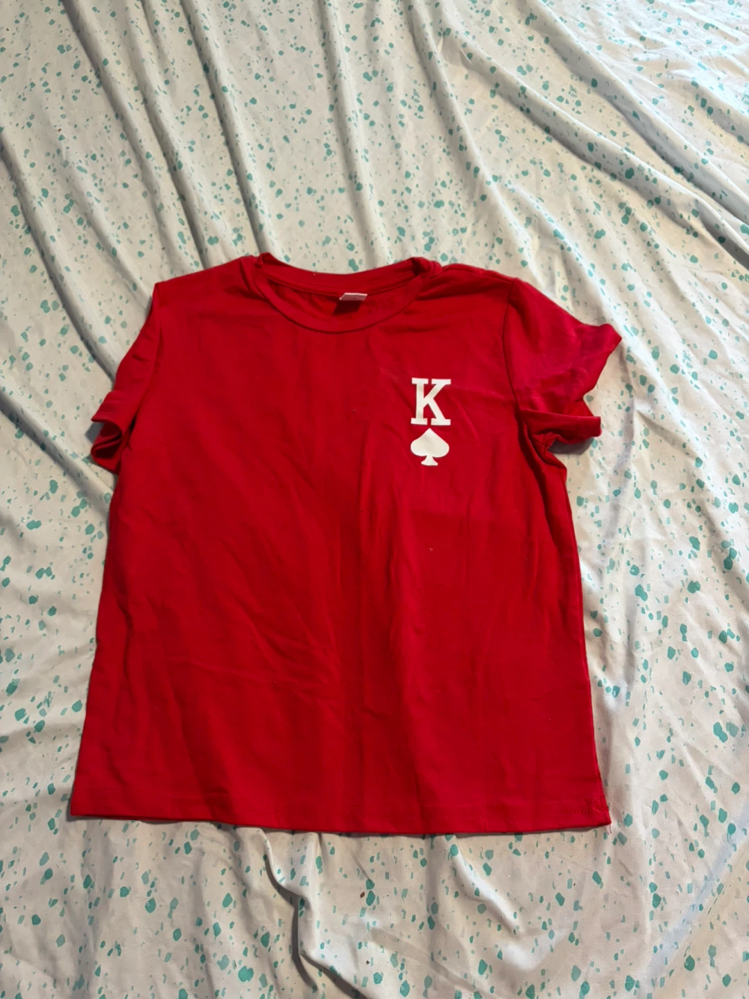 SHEIN Red King of Spades Graphic T-Shirt - Size 8Y