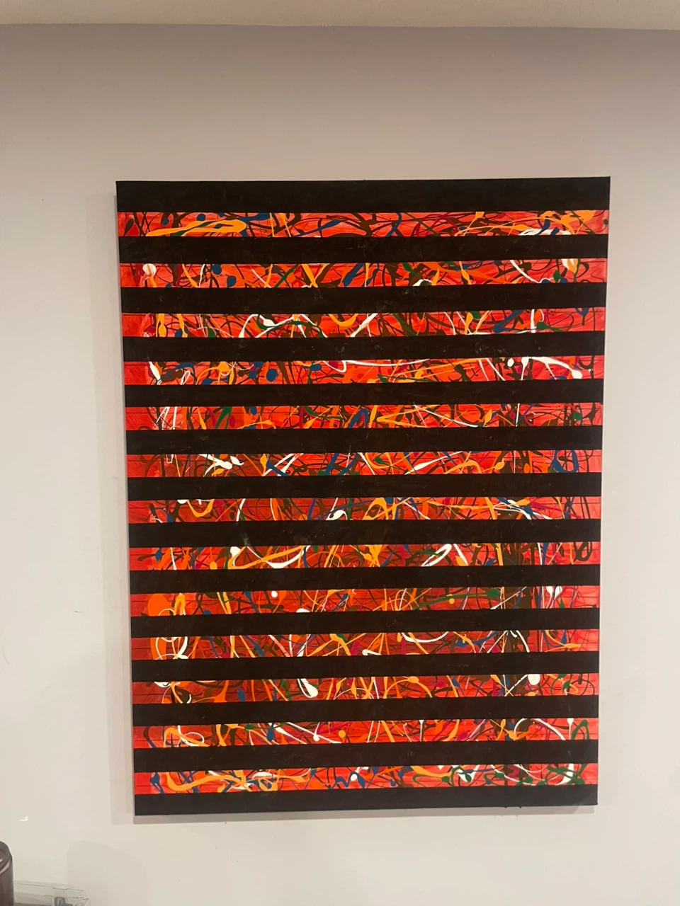 Abstract Drip Painting on Canvas