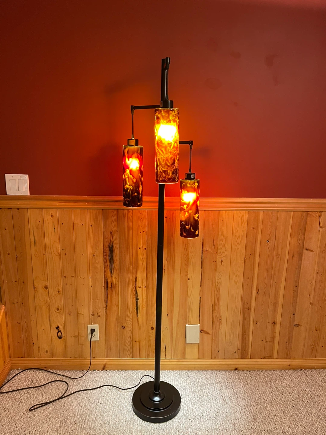 A beautiful 3-shade stained glass floor lamp