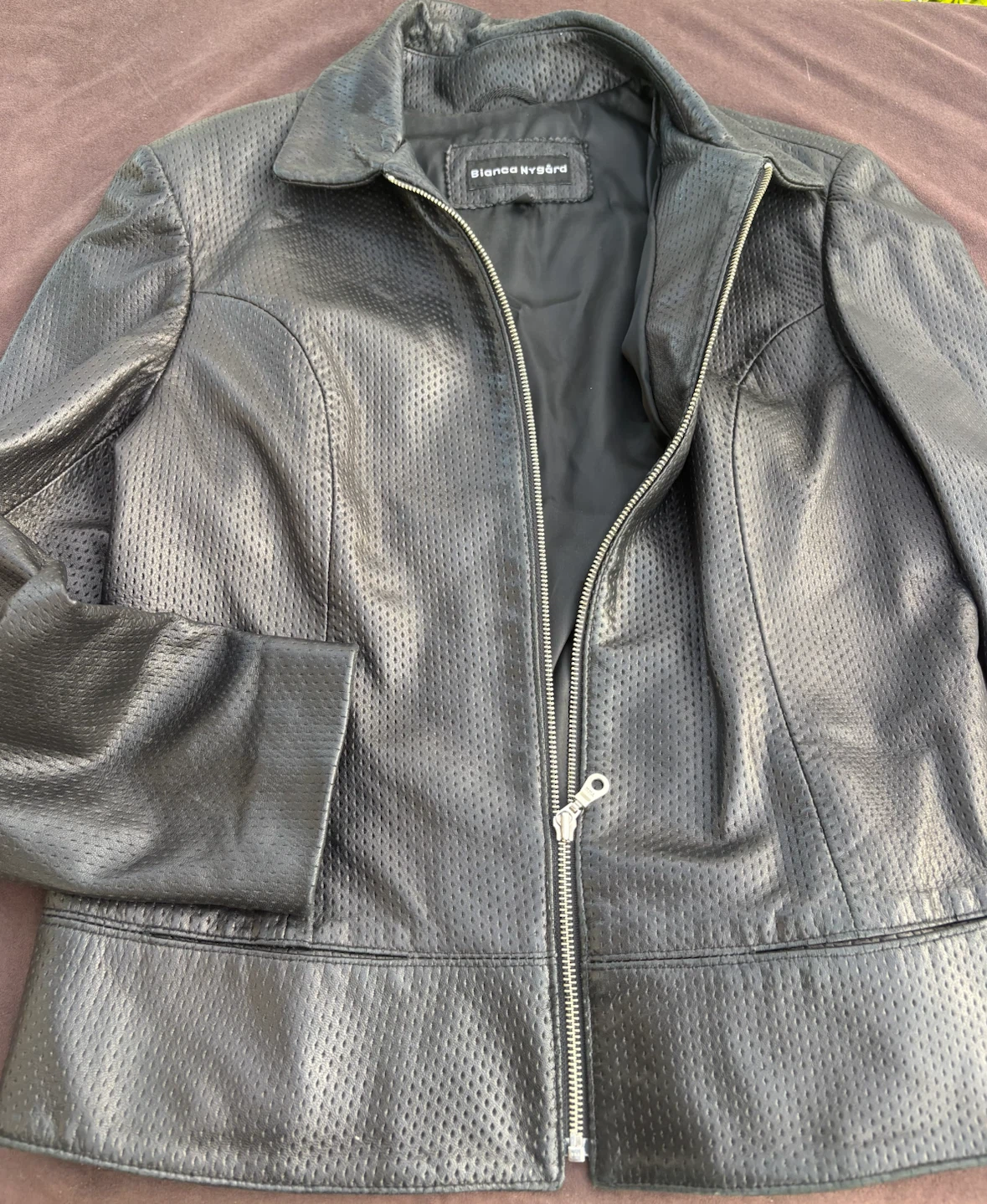 Bianca Nygard Women’s L Black Genuine Leather Perforated Jacket