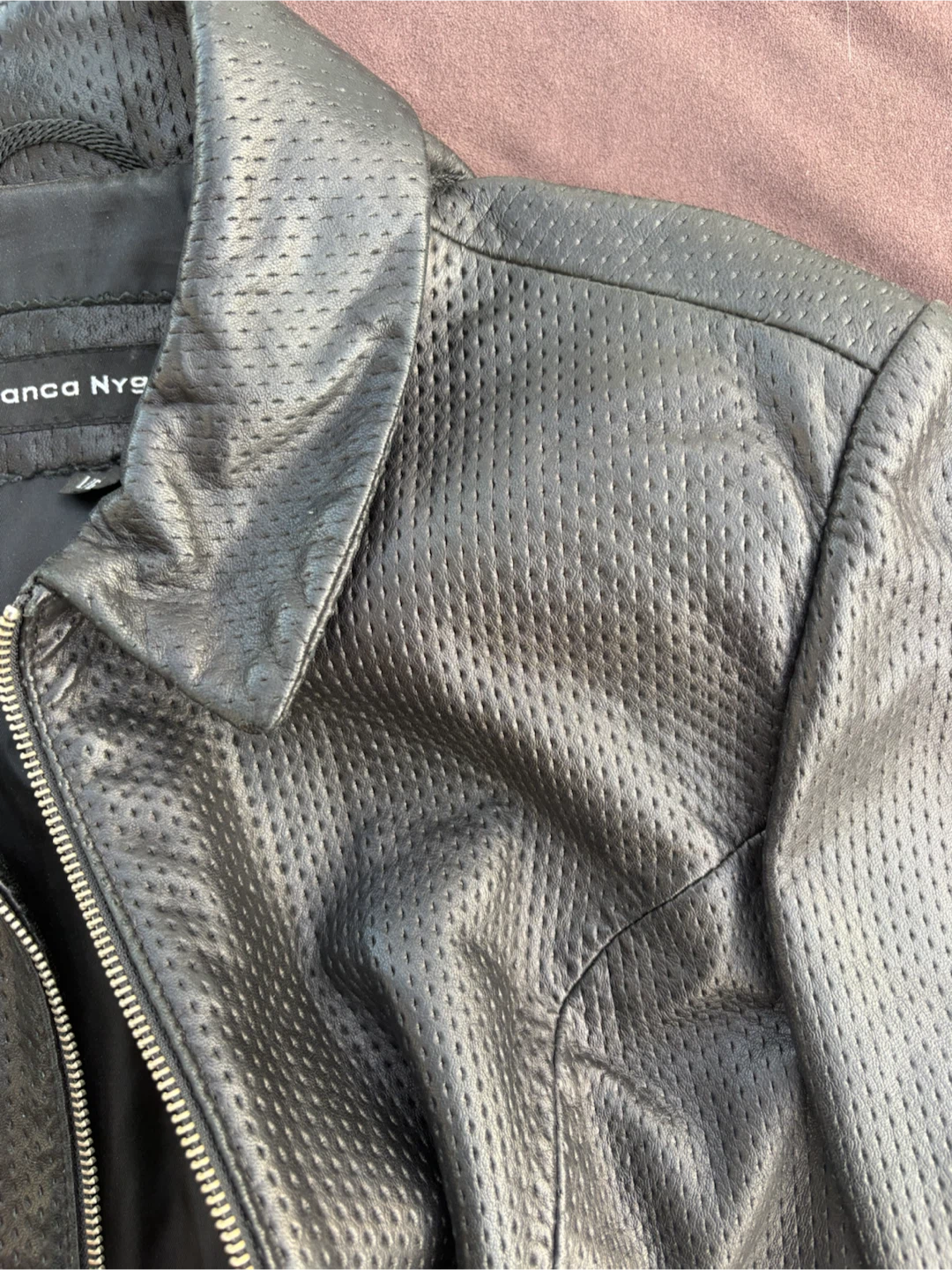 Bianca Nygard Women’s L Black Genuine Leather Perforated Jacket - photo 3