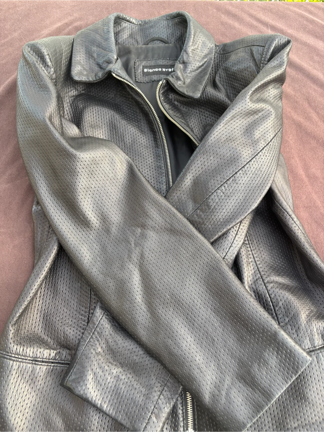 Bianca Nygard Women’s L Black Genuine Leather Perforated Jacket - photo 4