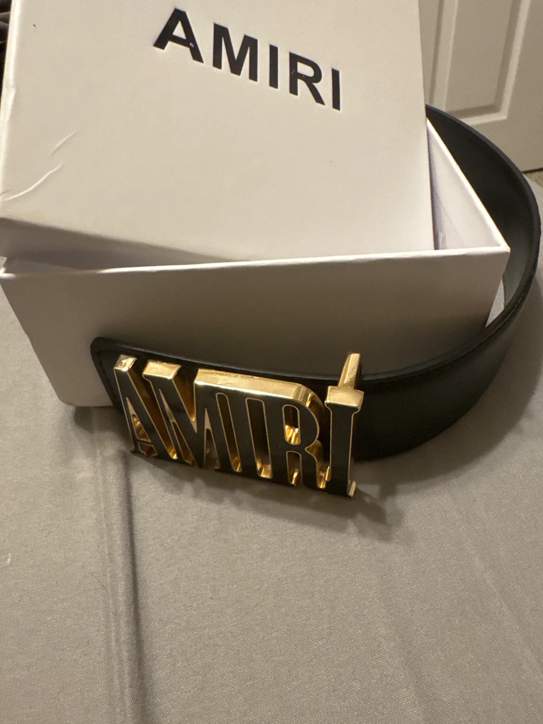 AMIRI Black Leather Logo Belt