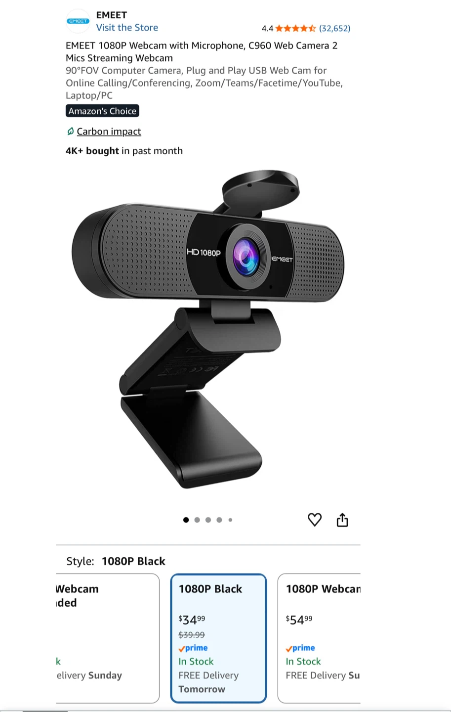 EMEET SmartCam C960 1080P USB Webcam - photo 2