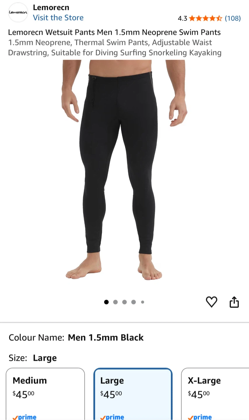 Lemorecn Men's 1.5mm Neoprene Swim Pants - Large - photo 4
