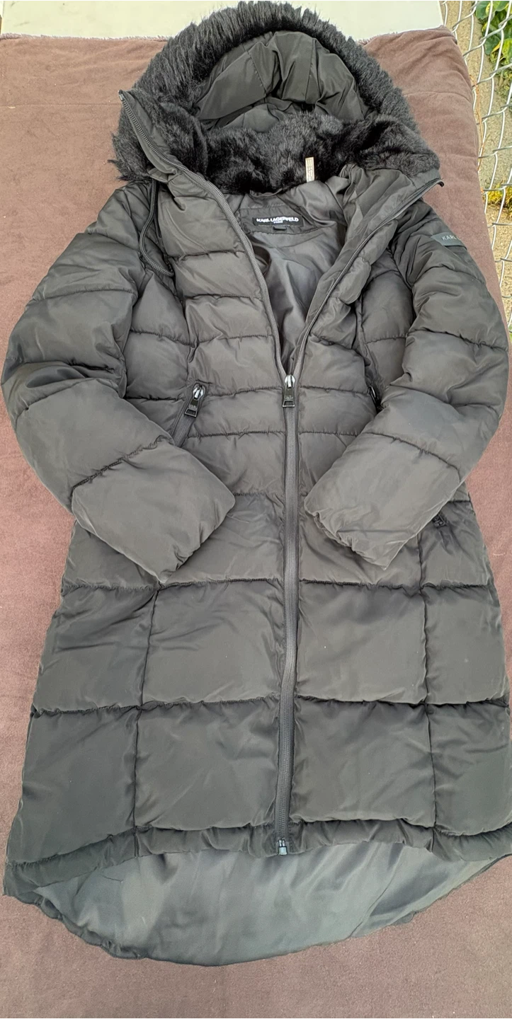 Karl Lagerfeld Paris Women’s S Long Black Puffer Coat  Winter - photo 2