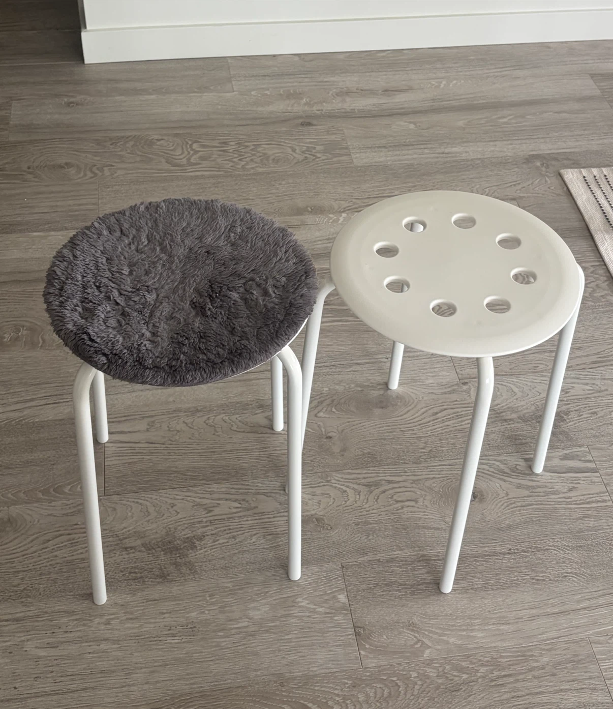 2 IKEA MARIUS Stools + 1 stool pad