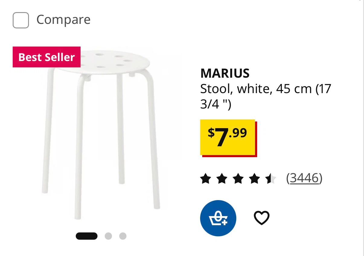 2 IKEA MARIUS Stools + 1 stool pad - photo 2