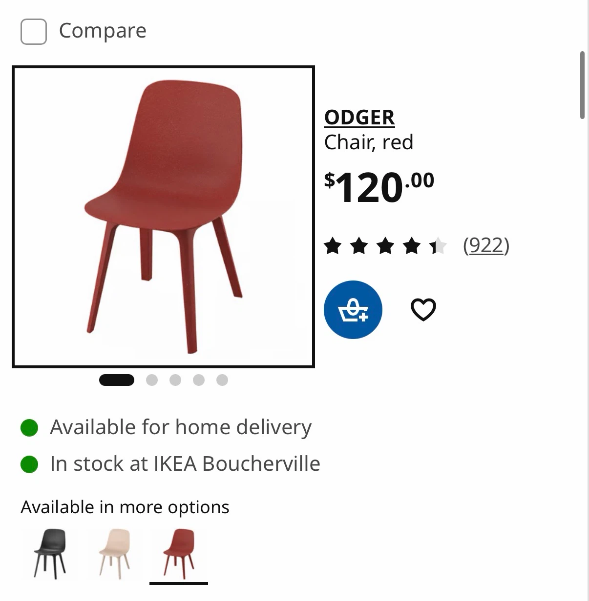 IKEA ODGER Chair - Red - photo 2