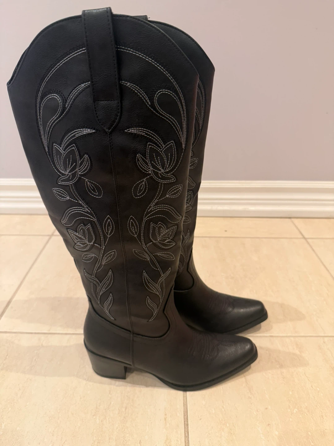 Black Western Knee-High Boots