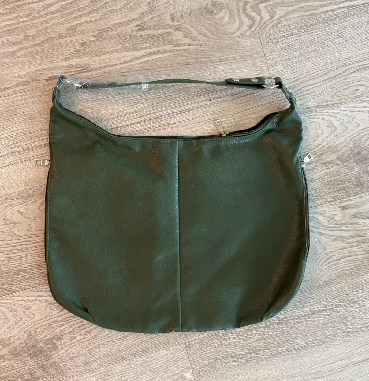 Olive Green Faux Leather Hobo Bag