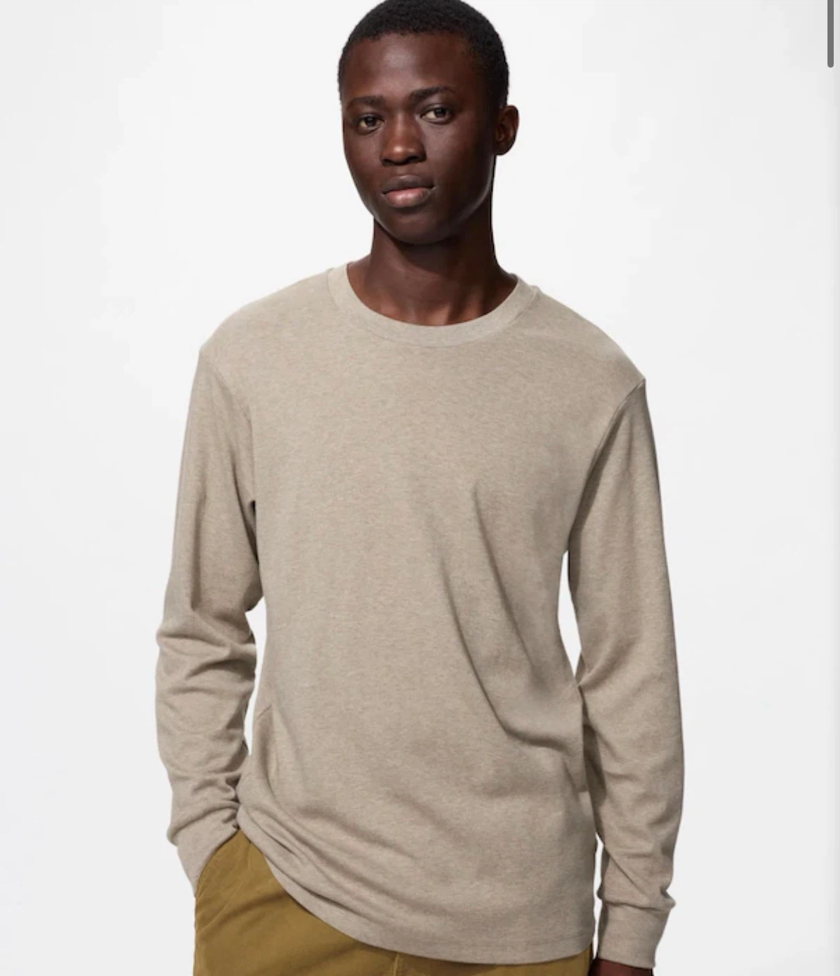 Uniqlo soft brushed crew neck T-shirt(beige) - photo 2