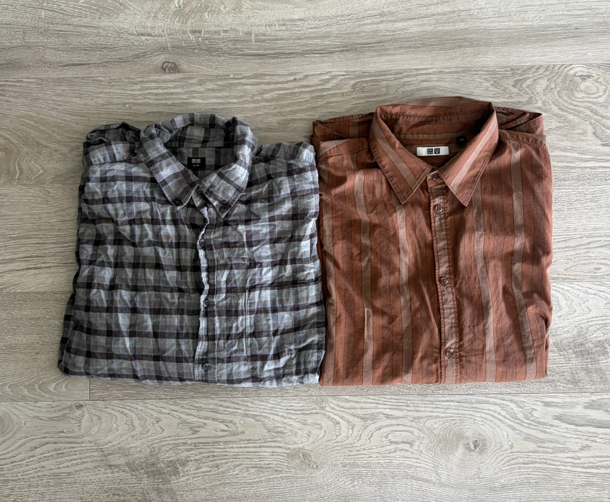 Two Uniqlo Men's Button-Up Shirts
