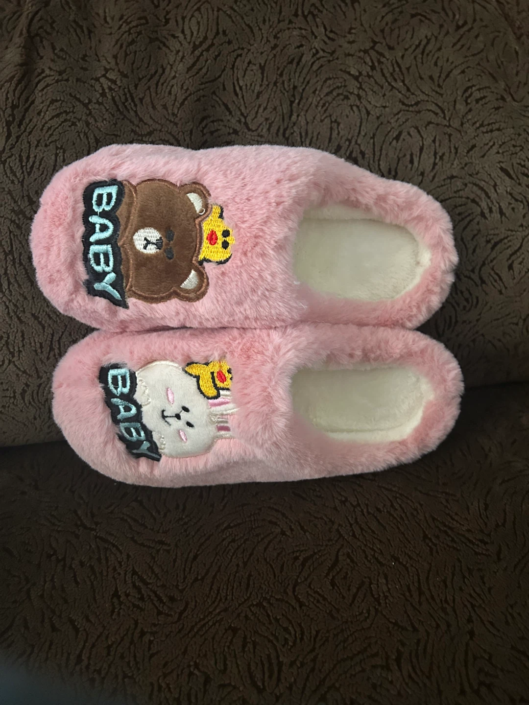 Brand New  Kids Pink Plush Slippers Size 22 - photo 2