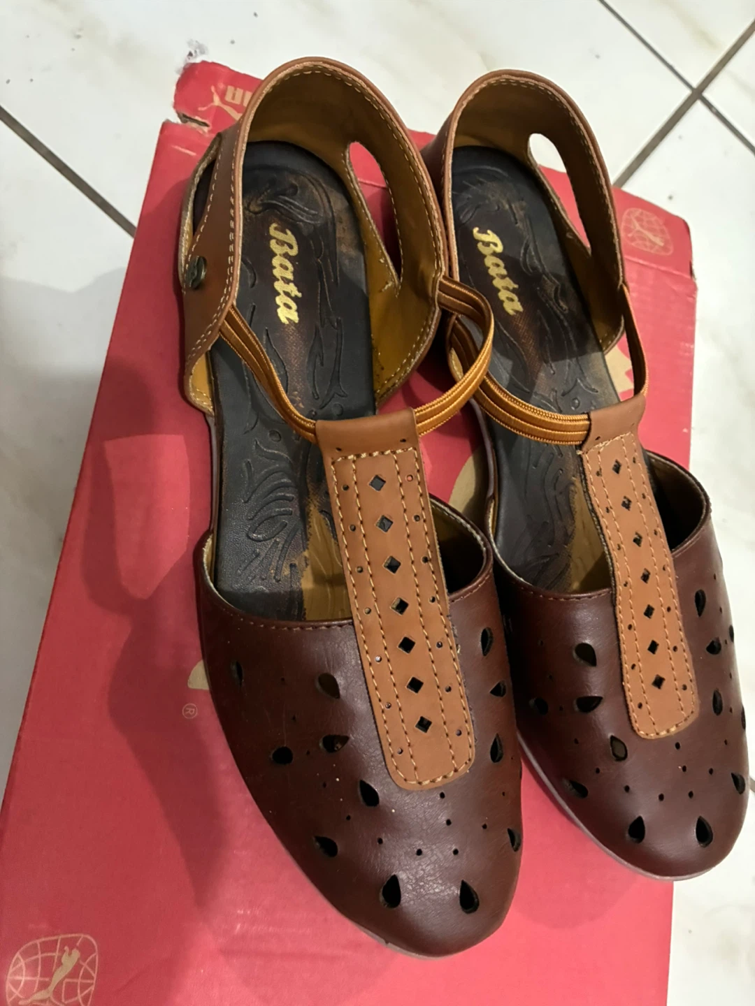Bata Women's Brown Cut-Out Sandals