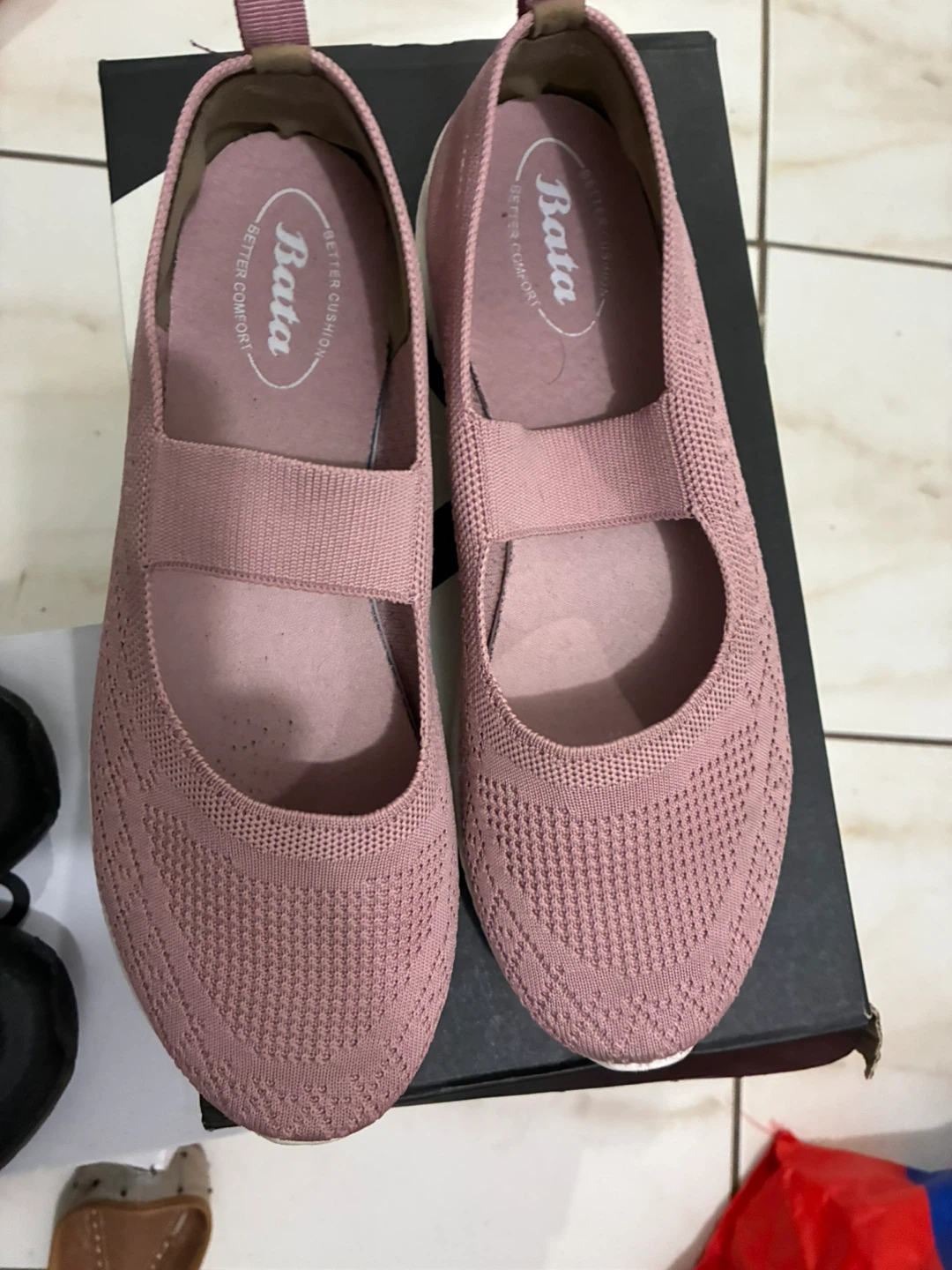 Bata Women's Pink Knit Slip-on Shoes