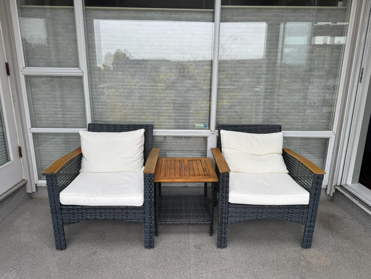 Wicker Patio Set with Two Chairs and Table