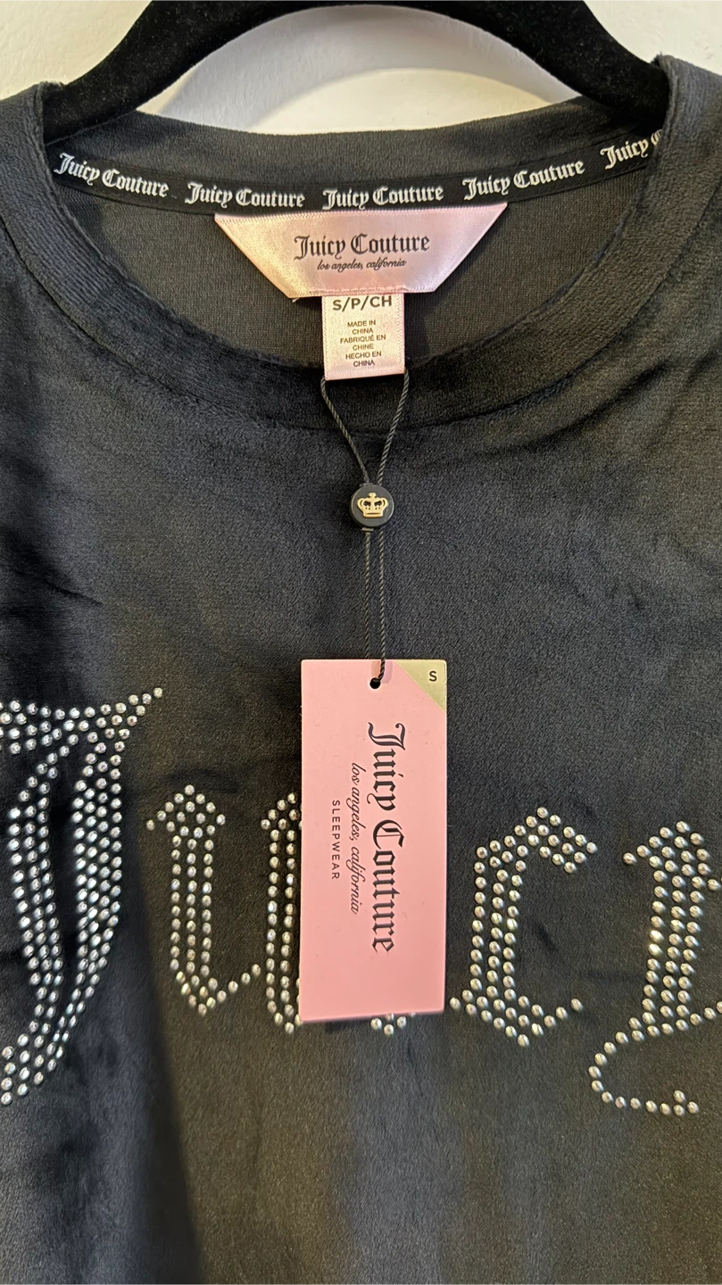 NEW Juicy Couture Black Rhinestone Sleepwear Set - photo 3