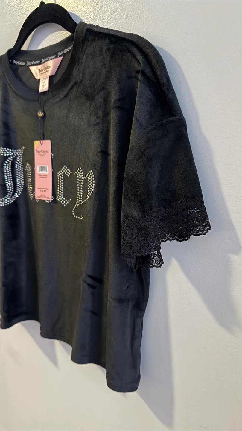 NEW Juicy Couture Black Rhinestone Sleepwear Set - photo 4