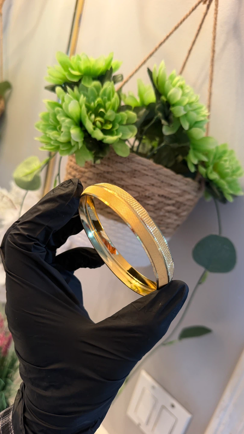 Gold Tone Textured Bangle Bracelet