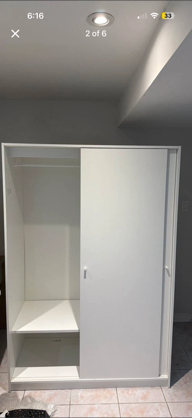 White IKEA Wardrobe with Sliding Doors - photo 2