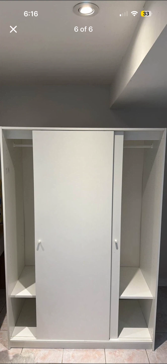 White IKEA Wardrobe with Sliding Doors - photo 3