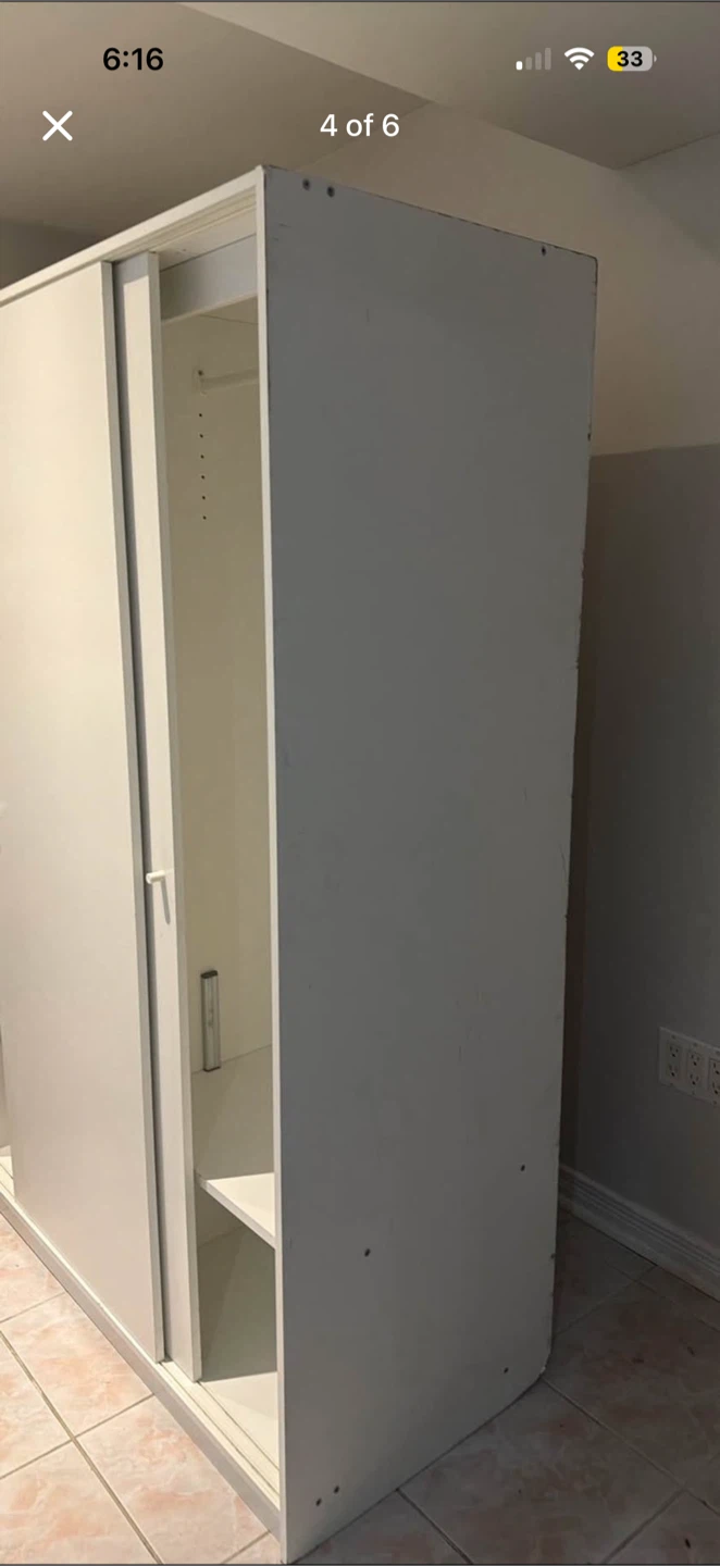 White IKEA Wardrobe with Sliding Doors - photo 4