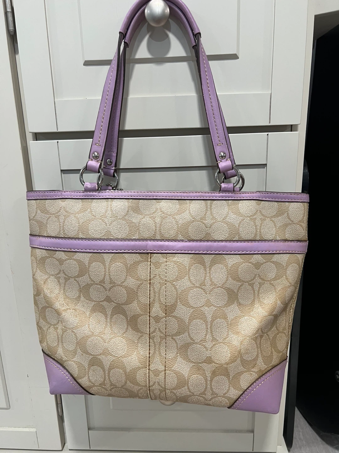 Coach Signature Tote Bag in Tan and Lilac - photo 2