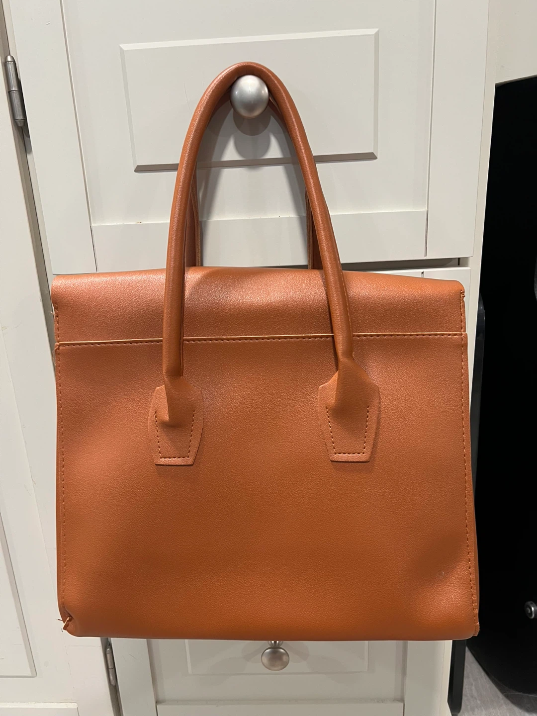 Tan Faux Leather Tote Bag - photo 2