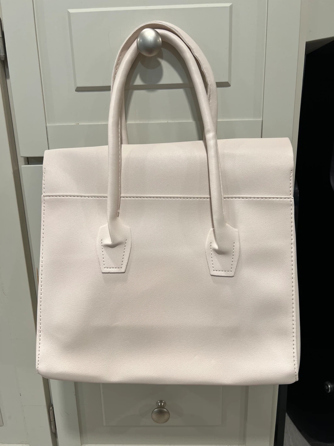Cream White Structured Tote Bag - photo 2