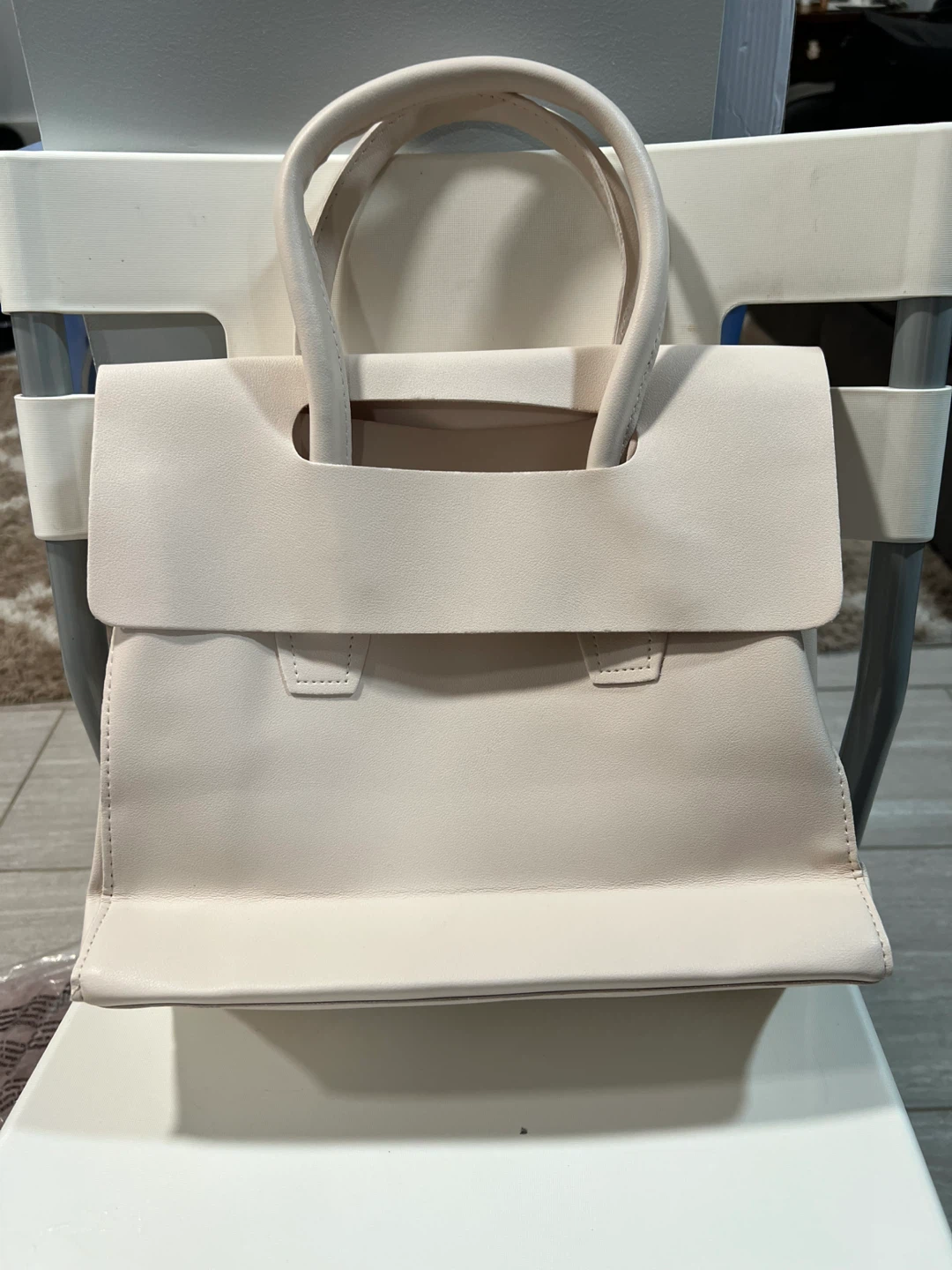 Cream White Structured Tote Bag - photo 4