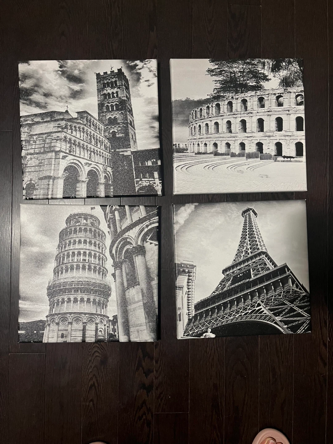 Set of 4 Wieco Art Black and White Landmark Canvas Prints
