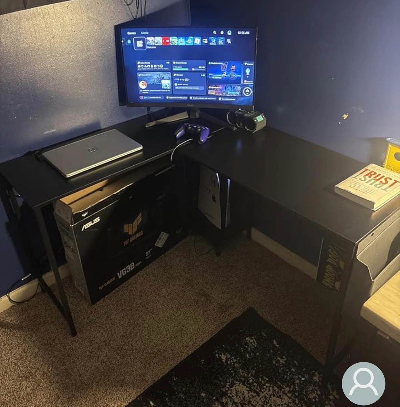 Black L-Shaped Corner Desk - photo 2