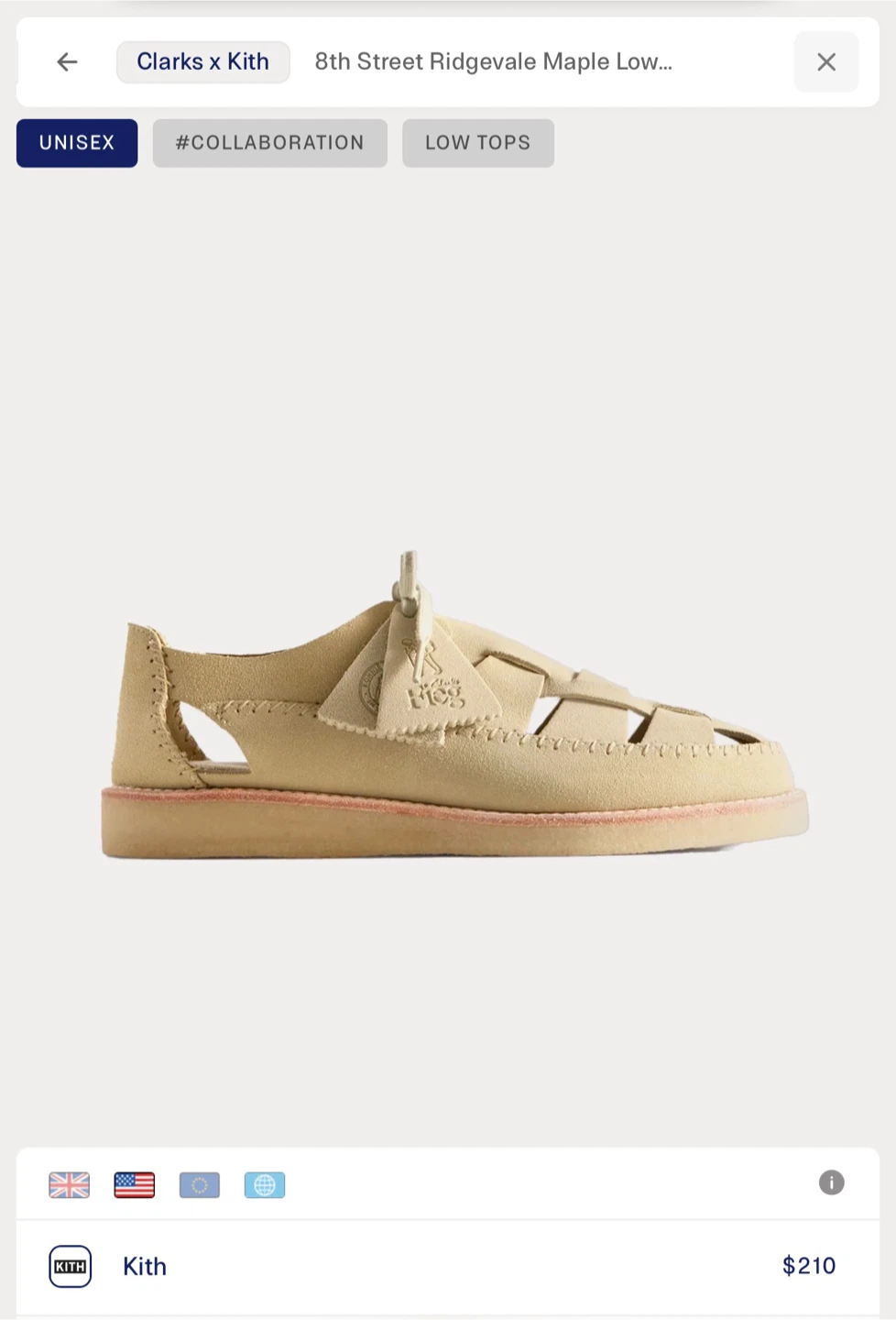 Size 5.5 US Clarks x Kith 8th Street Ridgevale Maple Lows - photo 2