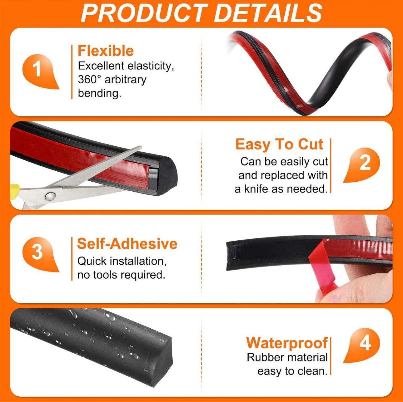 HARFINGTON Flexible Quarter Round Molding Wall Trim - New - photo 3