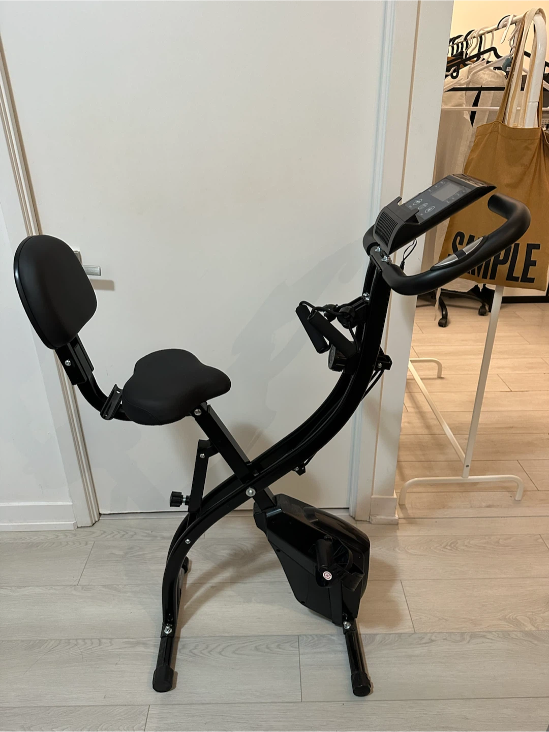 Folding Exercise Bike with resistance band handle