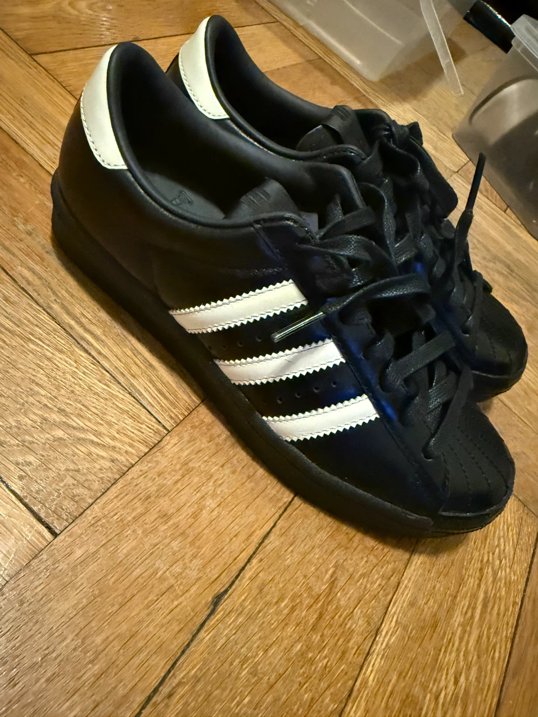 Size 4.5 Adidas Superstar Black and White - photo 4