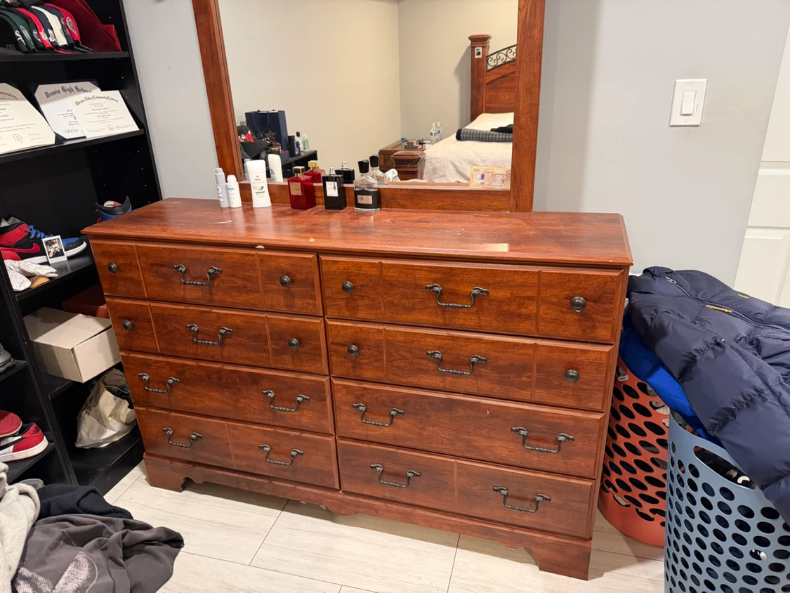 Wooden Dresser with Mirror