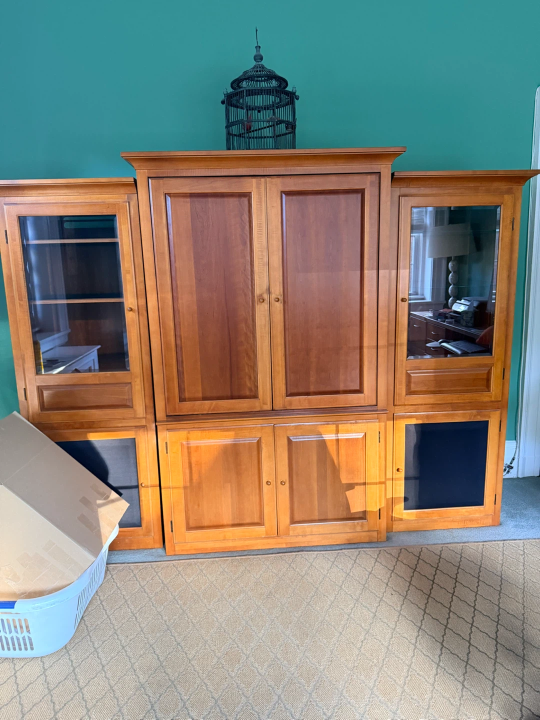 Large Wooden Media Entertainment Center Unit