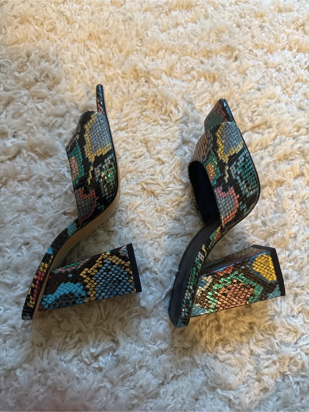 H&M Snakeskin Print Block Heel Mules - photo 4