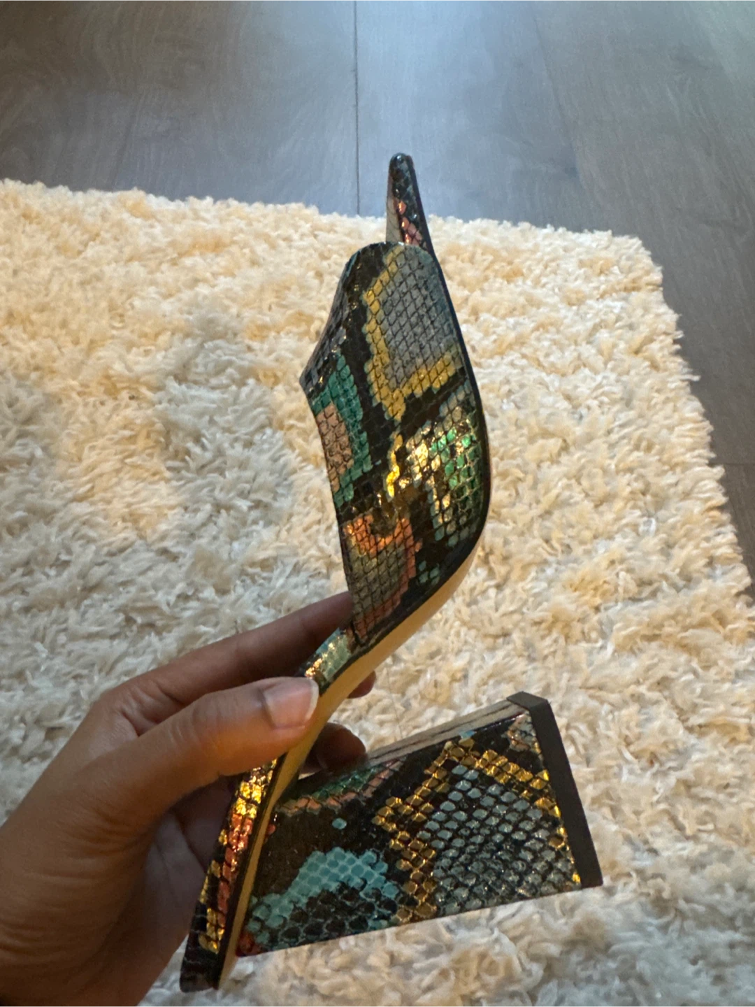 H&M Snakeskin Print Block Heel Mules - photo 2