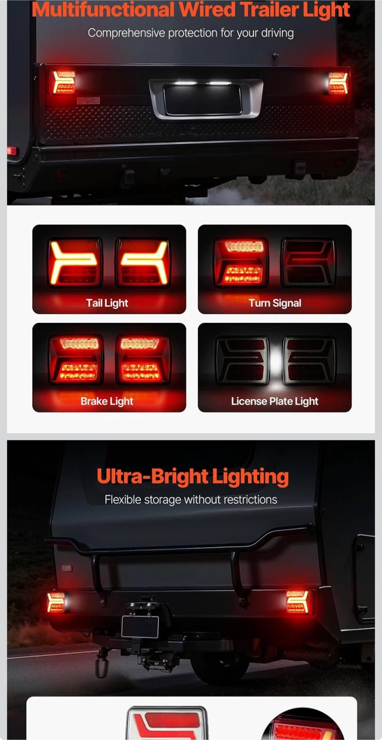 VEVOR 12V Magnetic LED Trailer Lights Kit 7 Pin - photo 3