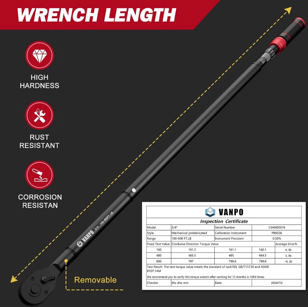 VANPO 3/4-inch Drive Click Torque Wrench - photo 3