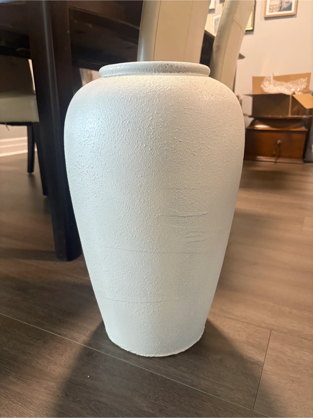 White textured floor vase