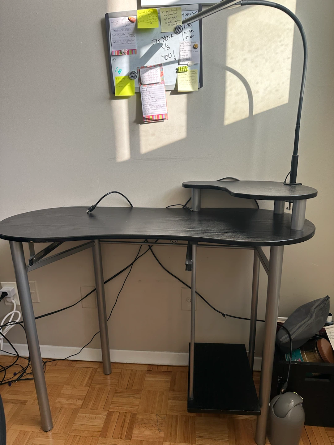 Black Computer Desk with Monitor Shelf - photo 2