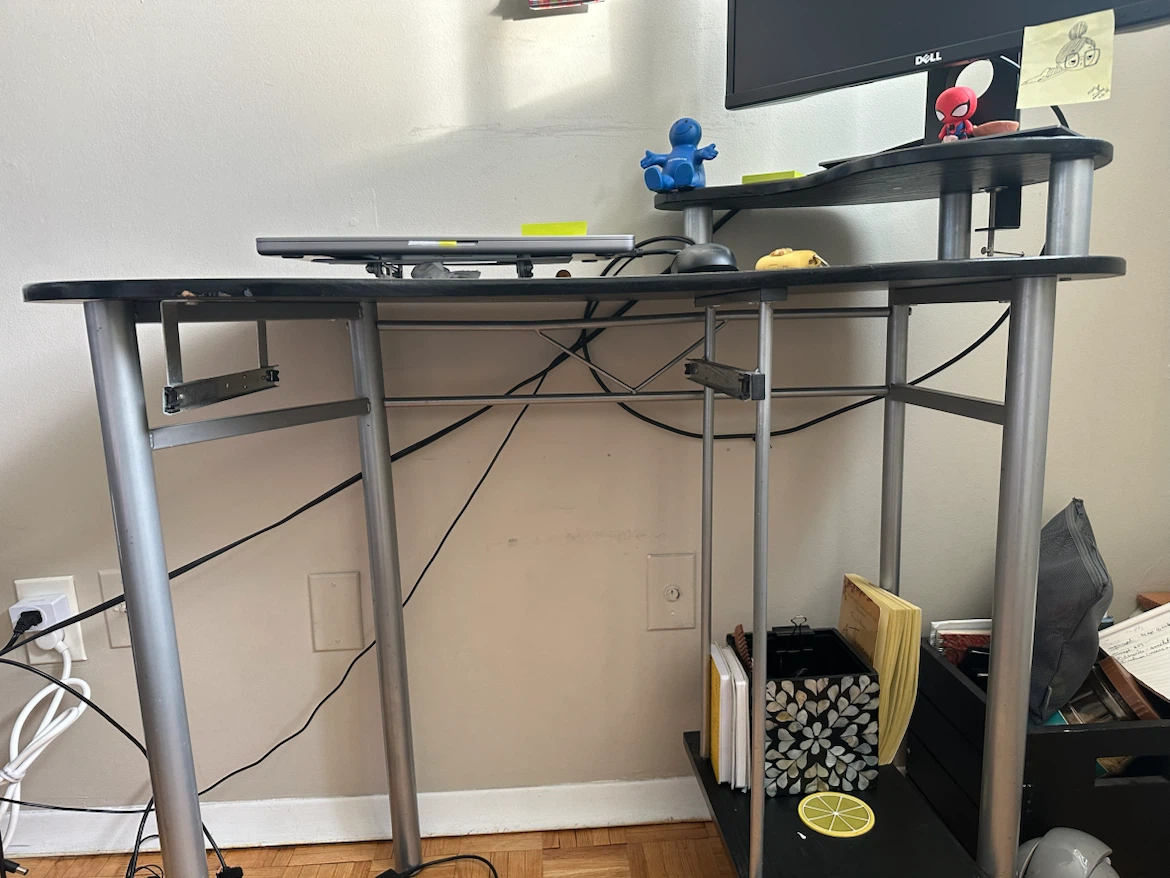 Black Computer Desk with Monitor Shelf - photo 3