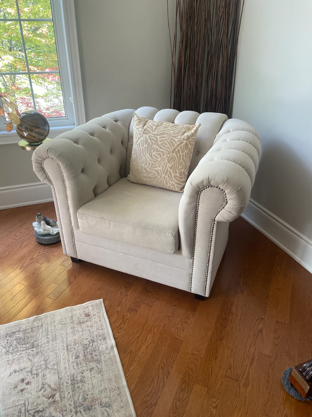 Beige Tufted Accent Chair